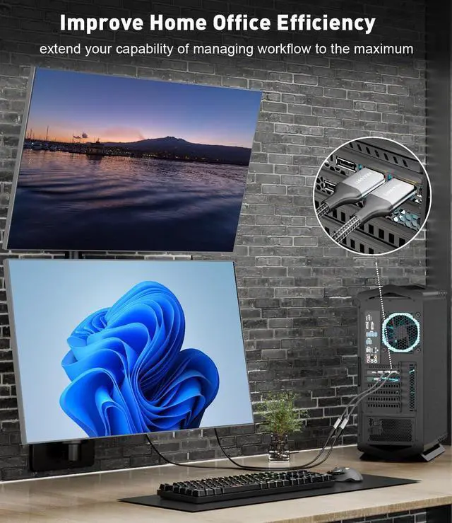 Alt view image 3 of 5 - UANTIN 10-Pack Display Port to HDMI 4K Adapter | Braided DP DisplayPort Male to HDMI Female Uni-Directional Converter for PC Dell HP AMD NVIDIA Laptop HDTV Monitor and Other Passive