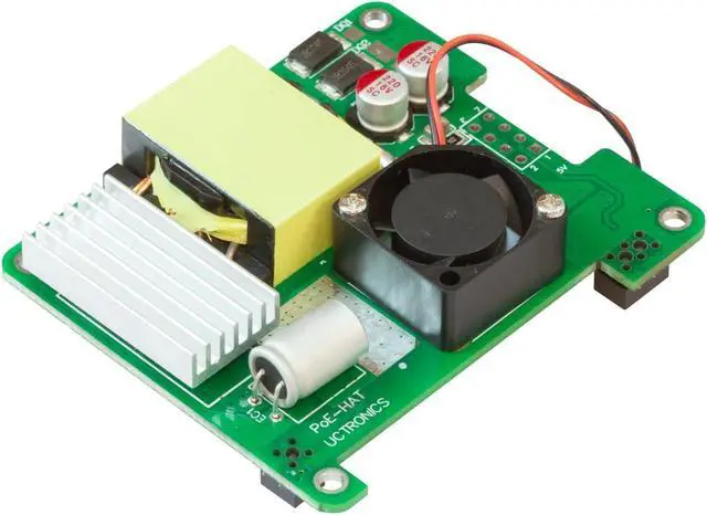 Main image of UCTRONICS PoE+ Hat for Raspberry Pi, 5V 4.5A Max IEEE802.3af/at Complaint Power Over Ethernet with Cooling Fan for Raspberry Pi 4B/3B+