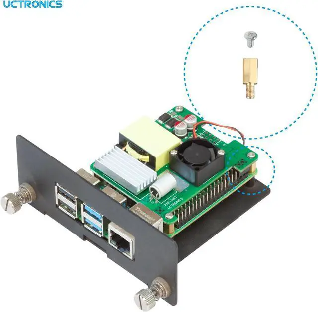 Alt view image 4 of 5 - UCTRONICS PoE+ Hat for Raspberry Pi, 5V 4.5A Max IEEE802.3af/at Complaint Power Over Ethernet with Cooling Fan for Raspberry Pi 4B/3B+