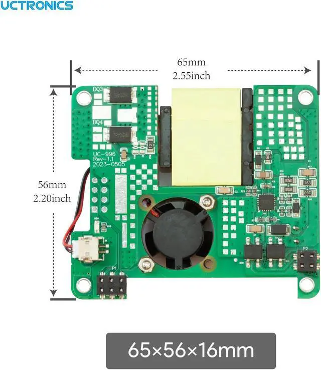 Alt view image 5 of 5 - UCTRONICS PoE+ Hat for Raspberry Pi, 5V 4.5A Max IEEE802.3af/at Complaint Power Over Ethernet with Cooling Fan for Raspberry Pi 4B/3B+