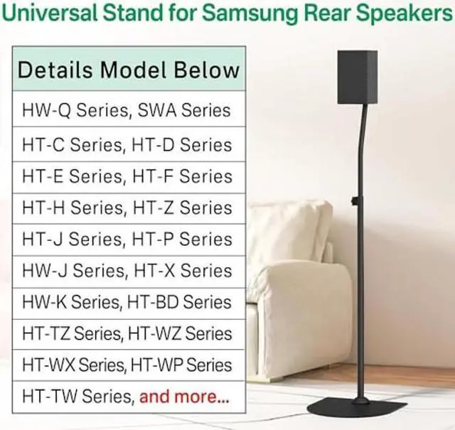 Alt view image 2 of 5 - Speaker Stand Pair for Samsung Rear Speaker Stands and Wall Mount - Height Adjustable Extend 33" to 42" Floor Speaker Stand for HW-Q990C and More Samsung Surround Sound with Keyhole or Thread Hole
