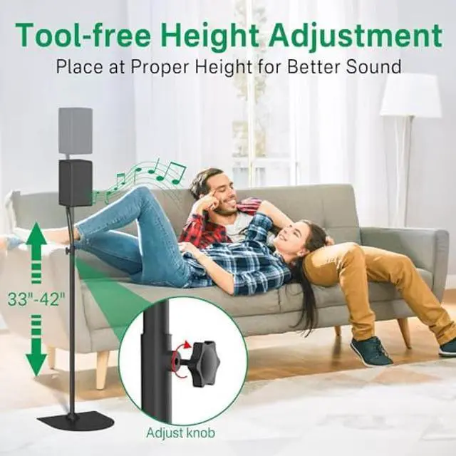 Alt view image 3 of 5 - Speaker Stand Pair for Samsung Rear Speaker Stands and Wall Mount - Height Adjustable Extend 33" to 42" Floor Speaker Stand for HW-Q990C and More Samsung Surround Sound with Keyhole or Thread Hole