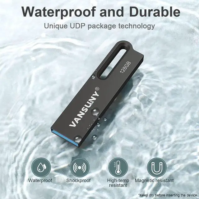 Alt view image 3 of 5 - Vansuny 2 Pack USB 3.0 Flash Drives 128GB Metal Waterproof Flash Drive Ultra High Speed Memory Stick, Portable Thumb Drive for PC/Tablets/Mac/Laptop