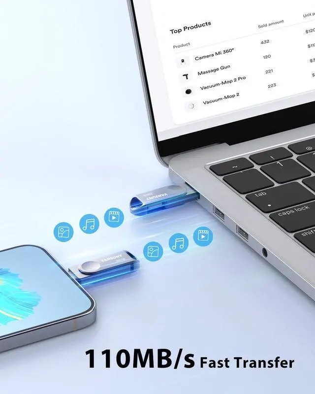 Alt view image 3 of 5 - Vansuny 256GB Dual USB Type-C Flash Drive 2 in 1 OTG USB 3.0 Thumb Drive UDP-Tech Waterproof Metal Pen Drive for iPhone 15,Android Smartphones,Tablet,Laptop,PC