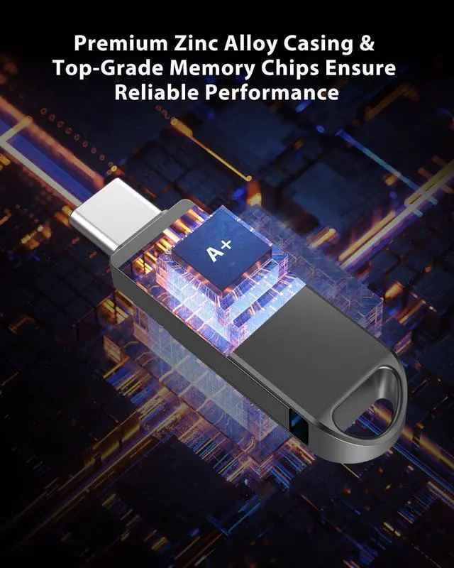 Alt view image 5 of 5 - Vansuny 256GB Dual USB Type-C Flash Drive 2 in 1 OTG USB 3.0 Thumb Drive UDP-Tech Waterproof Metal Pen Drive for iPhone 15,Android Smartphones,Tablet,Laptop,PC