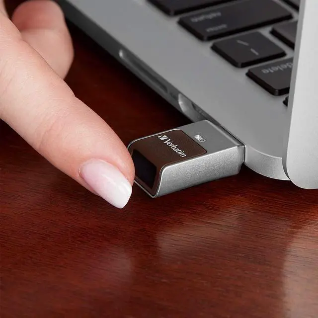 Alt view image 4 of 5 - 64GB Fingerprint Secure USB 3.0 Flash Drive with AES 256 Hardware Encryption - Silver