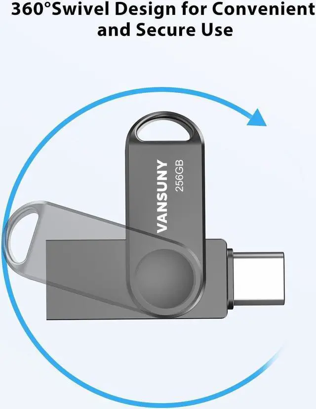 Alt view image 4 of 5 - Vansuny 256GB Dual USB Type-C Flash Drive 2 in 1 OTG USB 3.0 Thumb Drive UDP-Tech Waterproof Metal Pen Drive for iPhone 15,Android Smartphones,Tablet,Laptop,PC