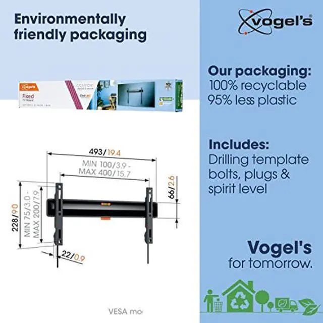 Alt view image 4 of 5 - Vogel's TVM 3405SP Flat OLED TV Wall Mount for 32-77 inch TV, Max. 50kg, TV Holder Max. VESA 400 x 200 (LG OLED B and C series), Distance to The Wall only 2.2 cm
