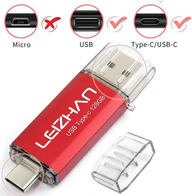 Alt view image 2 of 5 - leizhan USB C Flash Drive 128GB TYPE-C Pen Drive for Huawei Type C device Pendrive USB 3.0 High Speed Computer U Disk Red