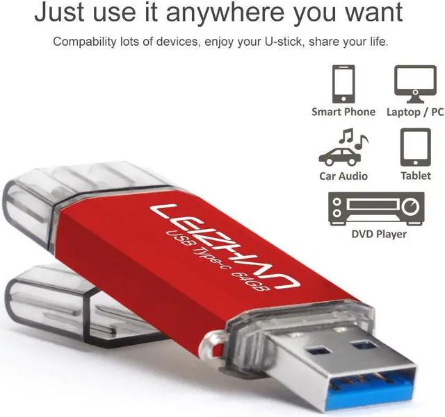 Alt view image 4 of 5 - leizhan USB C Flash Drive 128GB TYPE-C Pen Drive for Huawei Type C device Pendrive USB 3.0 High Speed Computer U Disk Red