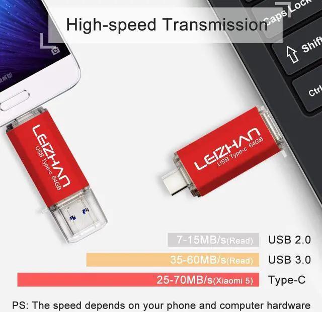 Alt view image 3 of 5 - leizhan USB C Flash Drive 128GB TYPE-C Pen Drive for Huawei Type C device Pendrive USB 3.0 High Speed Computer U Disk Red