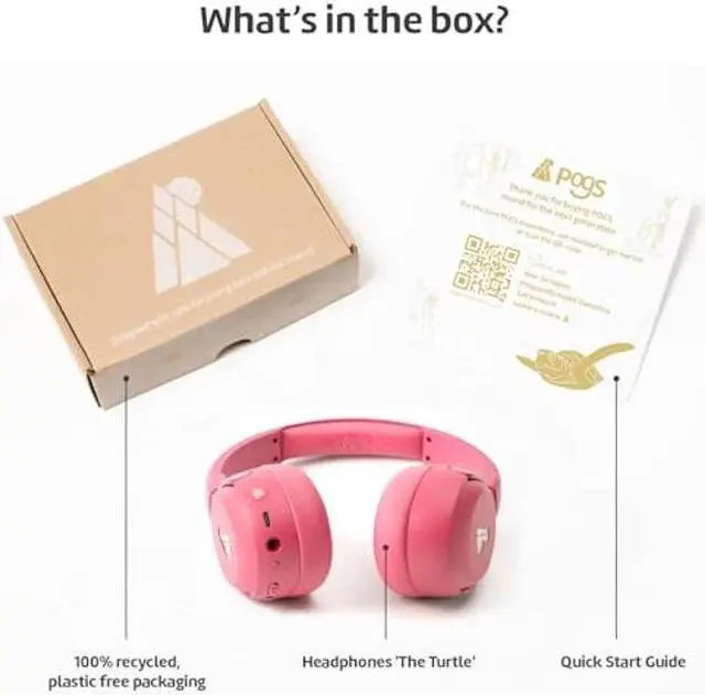 Alt view image 5 of 5 - POGS Wireless Over-Ear Noise Cancelling Headphones | The Turtle | Adjustable and Durable Headphones | Volume Limited 85 dB, Microphone | Wireless Music-Sharing Function (rPink)