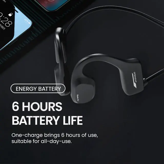 Alt view image 4 of 5 - XIMAND Bone Conduction Headphones IP68 Swimming Waterproof Dustproof Sweatproof MP3 Player Headset Underwater Music Player 8GB Memory, Open-Ear Wireless Bluetooth 5.3 with Mic - Black