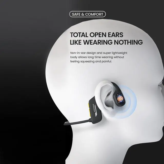 Alt view image 5 of 5 - XIMAND Bone Conduction Headphones IP68 Swimming Waterproof Dustproof Sweatproof MP3 Player Headset Underwater Music Player 8GB Memory, Open-Ear Wireless Bluetooth 5.3 with Mic - Black