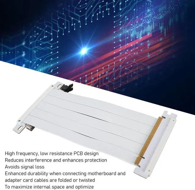 Alt view image 3 of 5 - PUSOKEI PCIE 4.0 x16 Extender Riser Cable, High Speed Flex Dual Sided Reverse 180 Degree PCI E Ports GPU Graphic Card Extension Cable for RX 7900 7800 7700 7600 7500,etc (White)