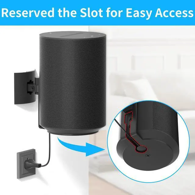 Alt view image 4 of 5 - Metal Speaker Mount for Sonos Era 100 Ceiling Mount - Adjustable Tilt and Swivel Bracket for Sonos Era 100 Wall Mount with 2 Mount Ways of Speaker Wall Mount or Ceiling Mount for Sonos Era 100, Black