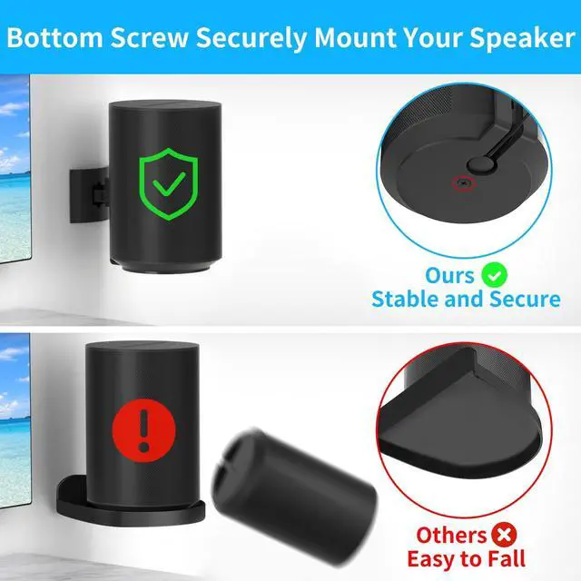 Alt view image 5 of 5 - Metal Speaker Mount for Sonos Era 100 Ceiling Mount - Adjustable Tilt and Swivel Bracket for Sonos Era 100 Wall Mount with 2 Mount Ways of Speaker Wall Mount or Ceiling Mount for Sonos Era 100, Black