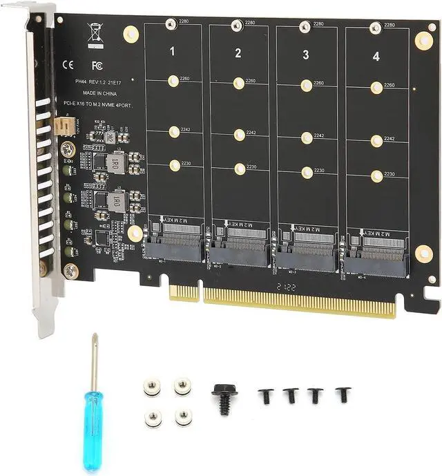 Main image of Adapter Card 4 Port NVMe to PCI e Host Controller Expansion Card, M.2 NVMe SSD to PCIE X16 M Key Hard Drive Converter Reader Expansion Card, Stable Fast Computer Expansion Card
