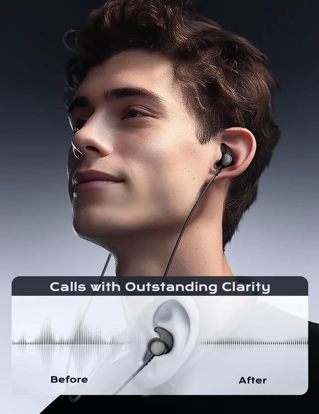 Alt view image 3 of 5 - Rythflo Bluetooth Headphones, aptX-HD Wireless 5.0 Bluetooth Earbuds w/Mic in-Ear Magnetic Neckband Earphones 30Hrs Playtime w/Earhooks, IPX7 Sweatproof Deep Bass Headset for Phone Call Music Sports