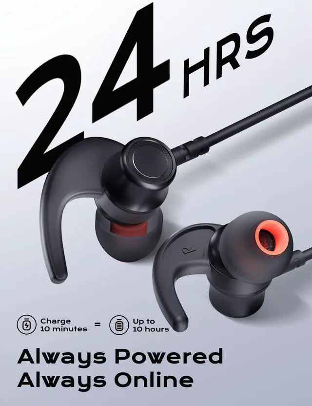 Alt view image 4 of 5 - Rythflo Bluetooth Headphones, aptX-HD Wireless 5.0 Bluetooth Earbuds w/Mic in-Ear Magnetic Neckband Earphones 30Hrs Playtime w/Earhooks, IPX7 Sweatproof Deep Bass Headset for Phone Call Music Sports