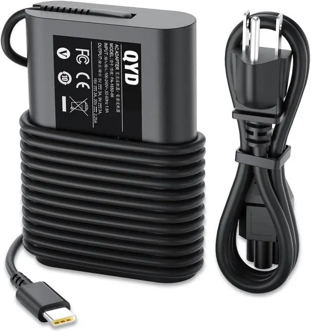 Main image of 45W USB C AC Power Adapter, QYD Type C Laptop Charger Compatible with Dell XPS 13 9300 9305 9315 9305 9310 7390 2in1 Latitude 7389 3390 5285 5289 5290 7285 7370 7200 7210 Power Supply Cord
