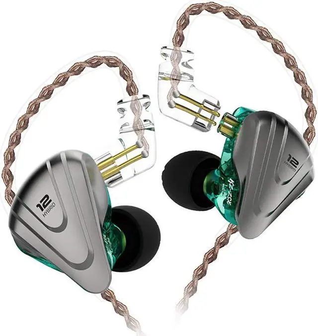 Main image of in-Ear Monitors, KZ ZSX 1DD+5BA hybrid HIFI Stereo Noise Isolating Sport IEM Earphones/Earbuds/Headphones with Detachable Cable (without MIC, Cyan)