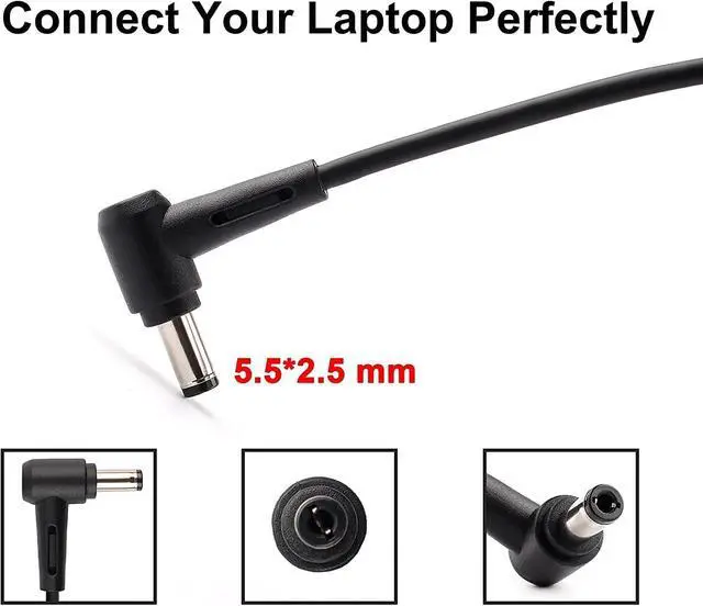 Alt view image 5 of 5 - 19V 4.74A 90W EXA1202YH AC Adapter Power Supply Compatible for Asus K53 K53B K53BY K53E Notebook with US Cable