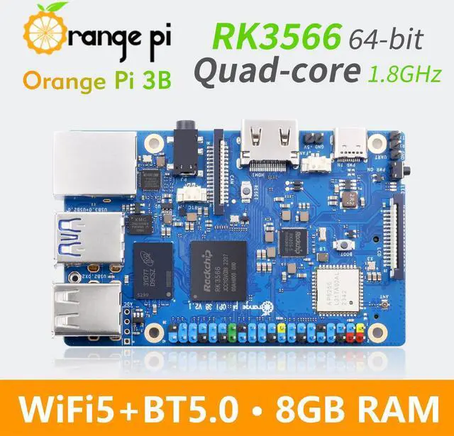 Alt view image 2 of 5 - Orange Pi 3B 8GB LPDDR4/4X Rockchip RK3566 Quad-Core 64-Bit Single Board Computer with eMMC Socket, WiFi 5 and Bluetooth Support, Development Board Run Android/Ubuntu/Debian(Pi 3B 8GB)