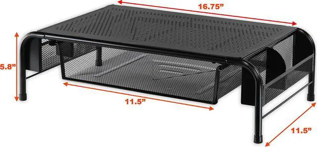 Alt view image 3 of 5 - Simple Houseware 2PK Metal Desk Monitor Stand Riser with Organizer Drawer