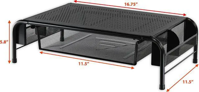 Alt view image 5 of 5 - Simple Houseware 2PK Metal Desk Monitor Stand Riser with Organizer Drawer