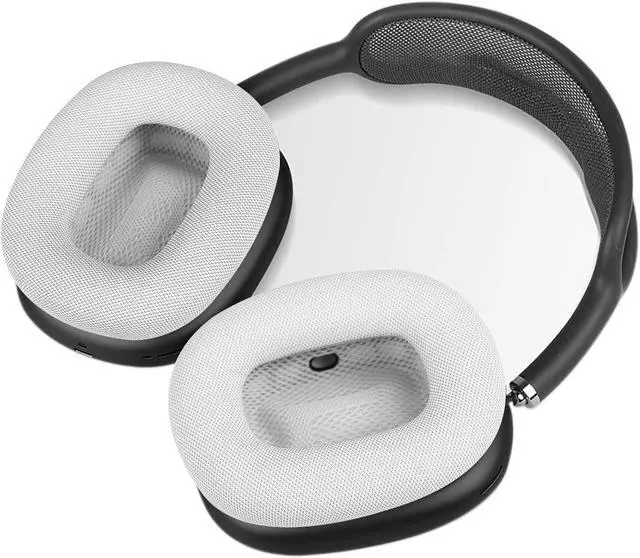 Alt view image 2 of 5 - Sinowo Ear Cushions for Apple AirPods Max Headphones Replacement Leather Earpads Sweat Proof Ear Cups Cushion Easy to Install with Magnet, Protein Leather and Memory Foam(Silver)