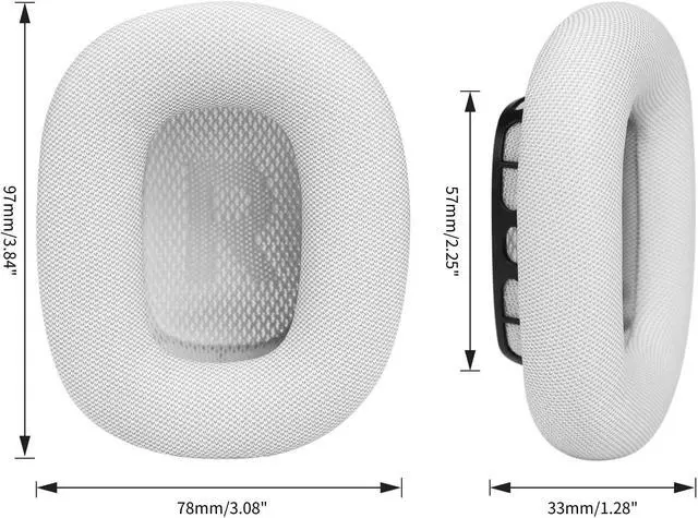 Alt view image 3 of 5 - Sinowo Ear Cushions for Apple AirPods Max Headphones Replacement Leather Earpads Sweat Proof Ear Cups Cushion Easy to Install with Magnet, Protein Leather and Memory Foam(Silver)