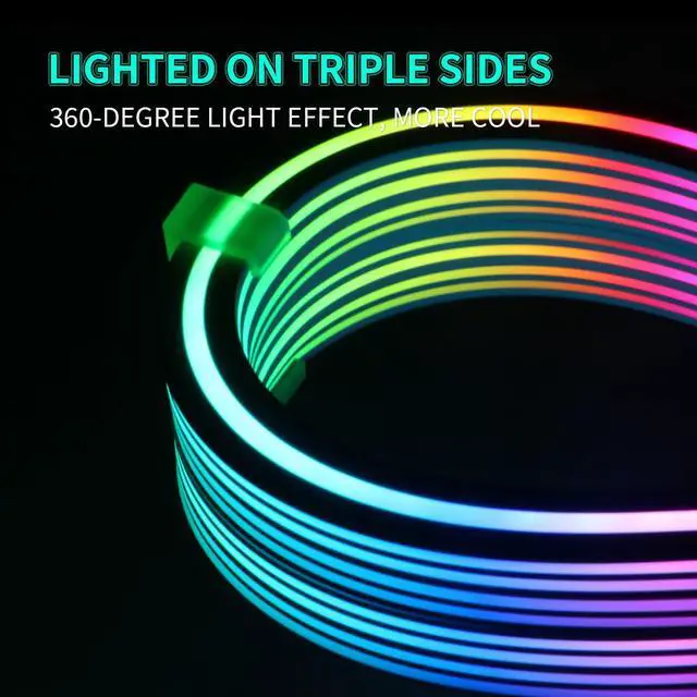 Alt view image 2 of 5 - Sirlyr 8 Pin RGB GPU Cable,2 x 8Pin (6+2) PCIE RGB PSU Cables 5V 3Pin ARGB Graphics Card Power Supply Extension - for PC Build,Four Sides Lighting Strips White Style