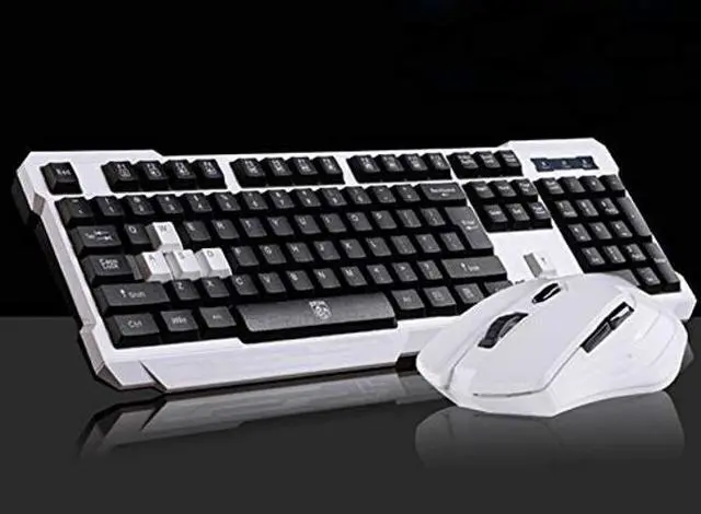 Alt view image 4 of 5 - Keyboard Mouse Combos,Soke-Six Waterproof Multimedia 2.4GHz Wireless Gaming Keyboard with USB Cordless Ergonomic Mouse DPI Control for Desktop PC Laptop(White)