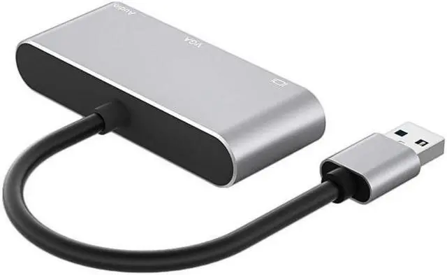 Alt view image 5 of 5 - suckoo Replacement USB to HDMI VGA 3.5 Audio Splitter Cable 1 in 2 Out External Graphics Card Compatible Computer Host Laptop usb2.0 External 2 Port hdmi vga TV Monitor Projector Adapter Converter