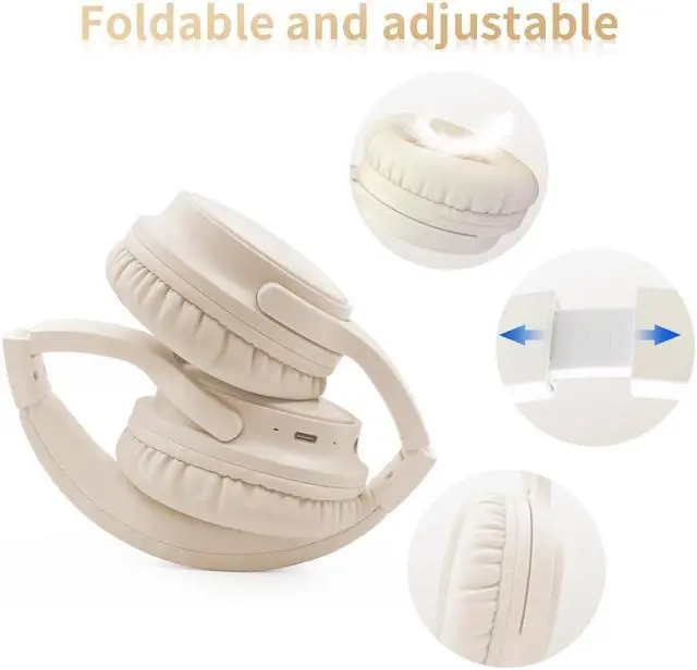Alt view image 3 of 5 - Sungive Bluetooth Headphones Over Ear, Foldable Lightweight Wireless Headsets, HiFi Stereo, HD Microphone, 30H Playtime, Suitable for Mobile Phones, Computers, TVs, Games, Outdoors, Offices (Khaki)