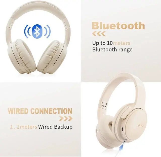 Alt view image 2 of 5 - Sungive Bluetooth Headphones Over Ear, Foldable Lightweight Wireless Headsets, HiFi Stereo, HD Microphone, 30H Playtime, Suitable for Mobile Phones, Computers, TVs, Games, Outdoors, Offices (Khaki)