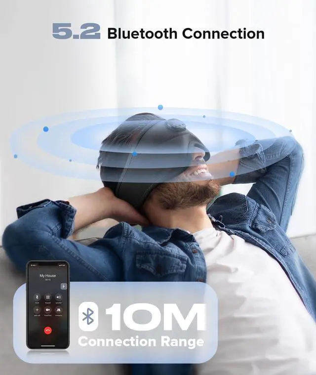 Alt view image 4 of 5 - TOPOINT 3D White Noise 5.2 Bluetooth Sleep Mask and 5A Cotton 5.2 Bluetooth Sleep Mask