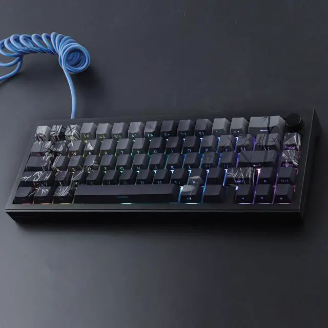 Alt view image 2 of 5 - Tsungup PBT Keycaps - Side Printed Keycap Set,135 Keys Bamboo Sea Custom Keycaps Gradient Grey Shine Through Keycaps,Cherry Profile Keyboard Keycaps for Cherry MX Switches Mechanical Keyboards