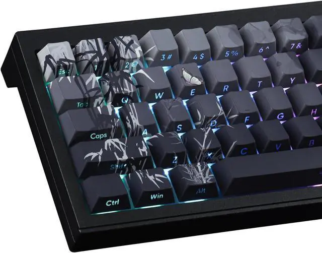 Main image of Tsungup PBT Keycaps - Side Printed Keycap Set,135 Keys Bamboo Sea Custom Keycaps Gradient Grey Shine Through Keycaps,Cherry Profile Keyboard Keycaps for Cherry MX Switches Mechanical Keyboards
