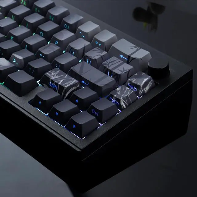 Alt view image 4 of 5 - Tsungup PBT Keycaps - Side Printed Keycap Set,135 Keys Bamboo Sea Custom Keycaps Gradient Grey Shine Through Keycaps,Cherry Profile Keyboard Keycaps for Cherry MX Switches Mechanical Keyboards