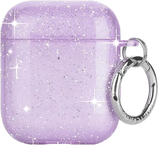 Main image of Velvet Caviar compatible with AirPods Case 2nd and 1st Generation - Cute Protective Hard Cover for Women - Lilac Stardust Glitter