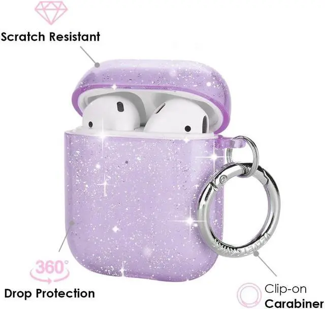 Alt view image 3 of 5 - Velvet Caviar compatible with AirPods Case 2nd and 1st Generation - Cute Protective Hard Cover for Women - Lilac Stardust Glitter