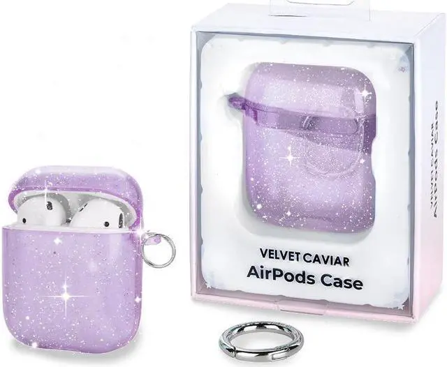 Alt view image 5 of 5 - Velvet Caviar compatible with AirPods Case 2nd and 1st Generation - Cute Protective Hard Cover for Women - Lilac Stardust Glitter