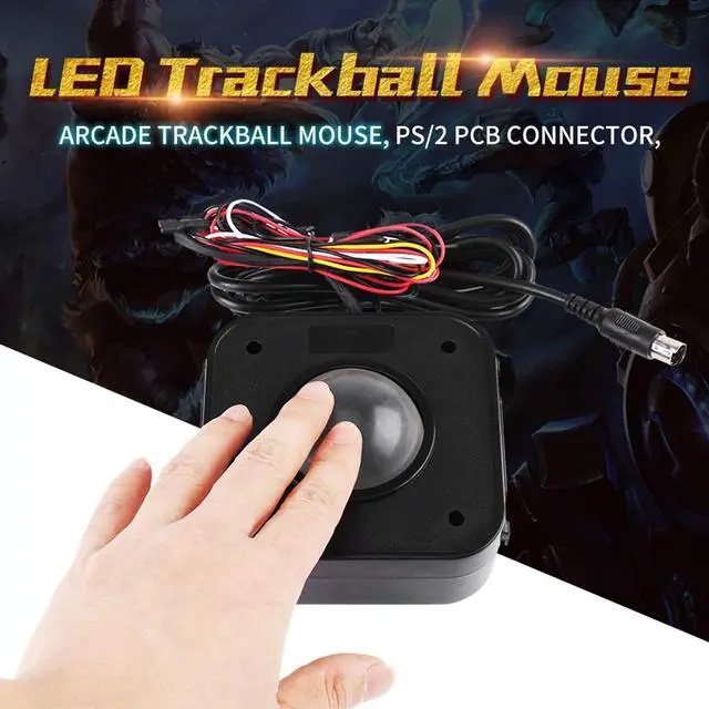 Alt view image 4 of 5 - Walfront Round LED Trackball 4.5cm Mouse Lighted Illuminated PS/2 PCB Connector Wired Trackball for Arcade Game Machine