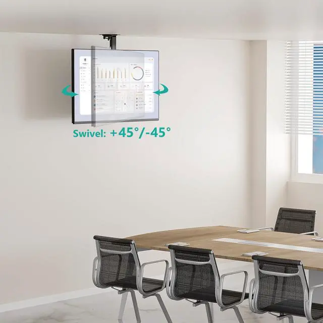 Alt view image 4 of 5 - WALI Folding Ceiling TV Mount, Swivel and Flip Down TV Bracket for 13 to 27 inch Flat Screens up to 44 Lbs, Under Cabinet Mounting Saving Space Max Mounting Holes 100x100mm(FCM101), Black