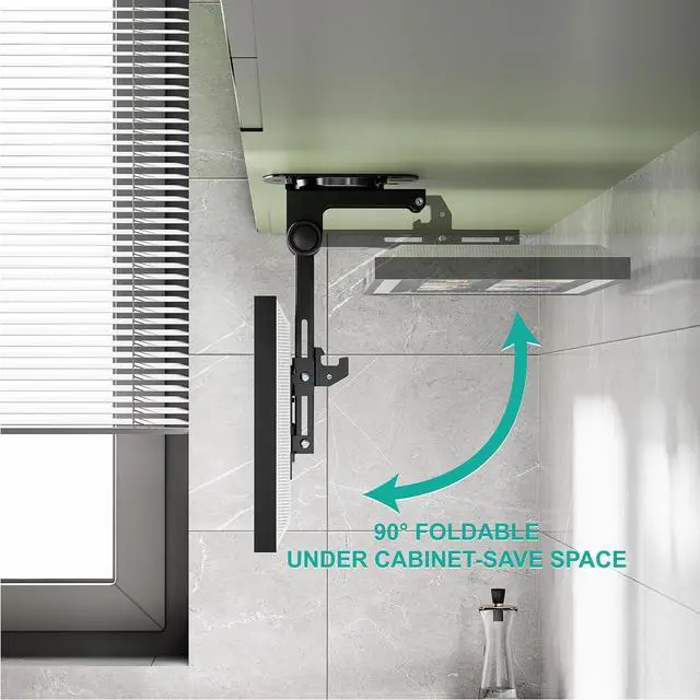 Alt view image 3 of 5 - WALI Folding Ceiling TV Mount, Swivel and Flip Down TV Bracket for 13 to 27 inch Flat Screens up to 44 Lbs, Under Cabinet Mounting Saving Space Max Mounting Holes 100x100mm(FCM101), Black