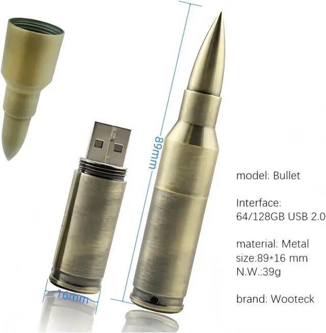 Alt view image 2 of 5 - WooTeck 3 Pack 64GB Metal Shining Bullet USB Flash Drive Memory Stick with Keychain(Golden,Bronze,Silver)
