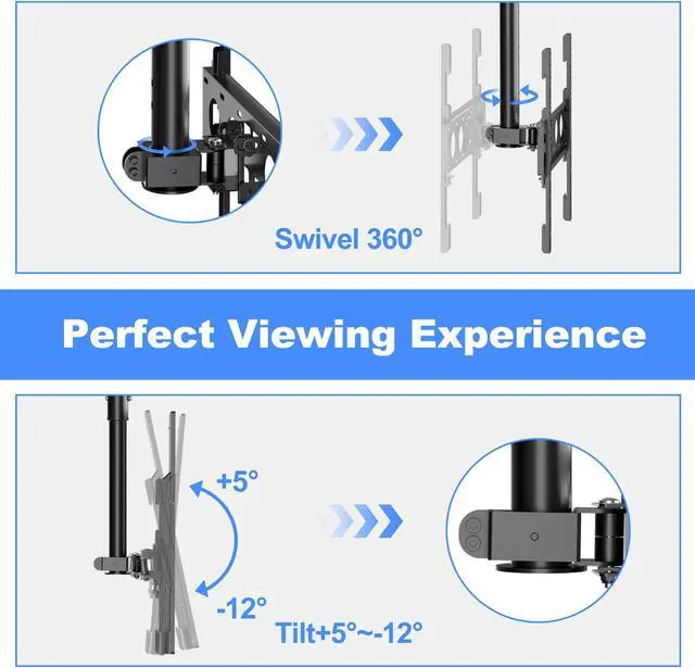 Alt view image 3 of 5 - XINLEI Ceiling TV Mount Full Motion TV Bracket for Most 26 to 65 Inch Flat Curved TVs/Monitors, Swivel Tilt Height Adjustable Hanging TV Mount, Hold up to 100 Lbs, VESA 400x400mm MCA3