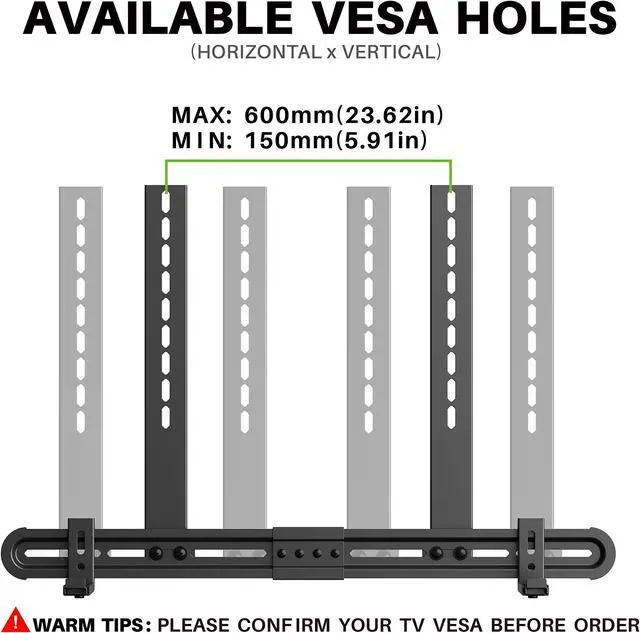 Alt view image 3 of 5 - USX MOUNT Universal Soundbar Mount Sound Bar Mounting Bracket to TV, Soundbar Wall Mount Fits 3 Options with Hole/without